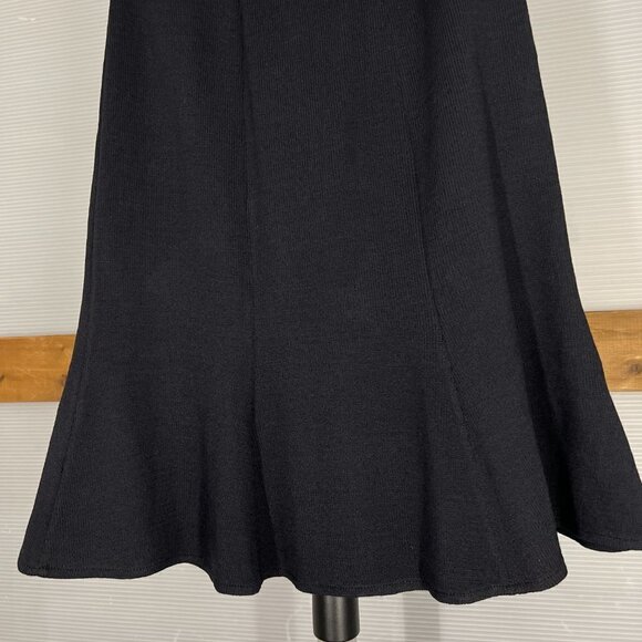 St. John Wool Blend Navy Blue Lined A-Line‎ Flare Santana Knit Skirt Sz 2 - Picture 7 of 12